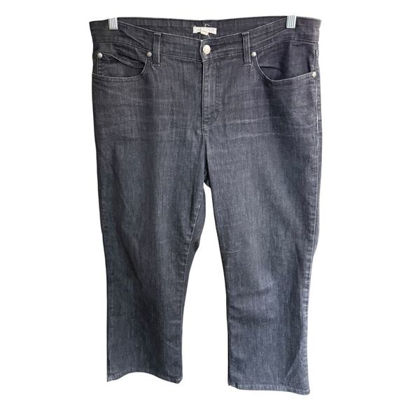 Eileen Fisher Womens Straight Leg Jeans BLACK 14 Organic Cotton Stretch Grunge - Picture 1 of 8